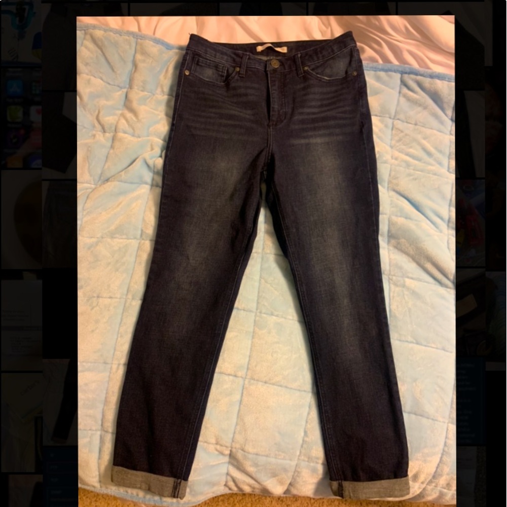 NWOT LC Lauren Conrad 10 Cuffed High-rise Skinny Ankle Dark Crop Denim Jeans